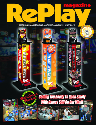 RePlay Magazine Cover - Hands-Free Sanitizer Stations from Bobs Space Racers July 2020